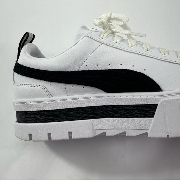 PUMA Mayze Leather Lace Up White Black Women’s Size 8 Platform Shoes # 381983-01 - Picture 9 of 16